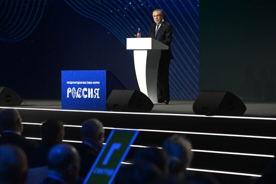 The International RUSSIA EXPO Exhibition and Forum. Plenary session, Key Achievements and Results in Transport Industry, at pavilion No.75. Alexander Poshivai, Russian Deputy Minister of Transport. Location: Russia, Moscow. Author: Mikhail Voskresenskiy/Sputnik. RUSSIA EXPO. Plenary session, Key Achievements and Results in Transport Industry