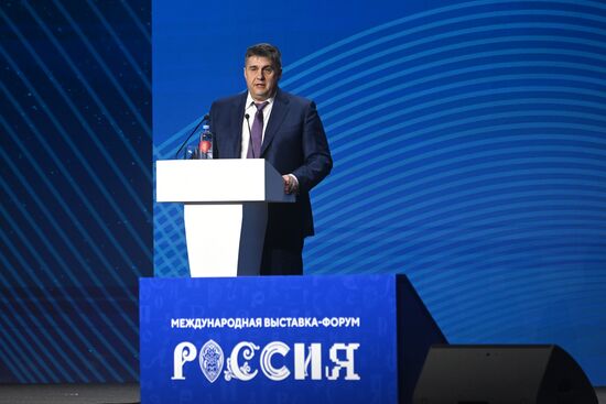 The International RUSSIA EXPO Exhibition and Forum. Plenary session, Key Achievements and Results in Transport Industry, at pavilion No.75. Roman Novikov, Head of the Federal Road Agency. Location: Russia, Moscow. Author: Mikhail Voskresenskiy/Sputnik. RUSSIA EXPO. Plenary session, Key Achievements and Results in Transport Industry