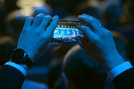 The International RUSSIA EXPO Exhibition and Forum. Plenary session, Key Achievements and Results in Transport Industry, at pavilion No.75. Location: Russia, Moscow. Author: Mikhail Voskresenskiy/Sputnik. RUSSIA EXPO. Plenary session, Key Achievements and Results in Transport Industry