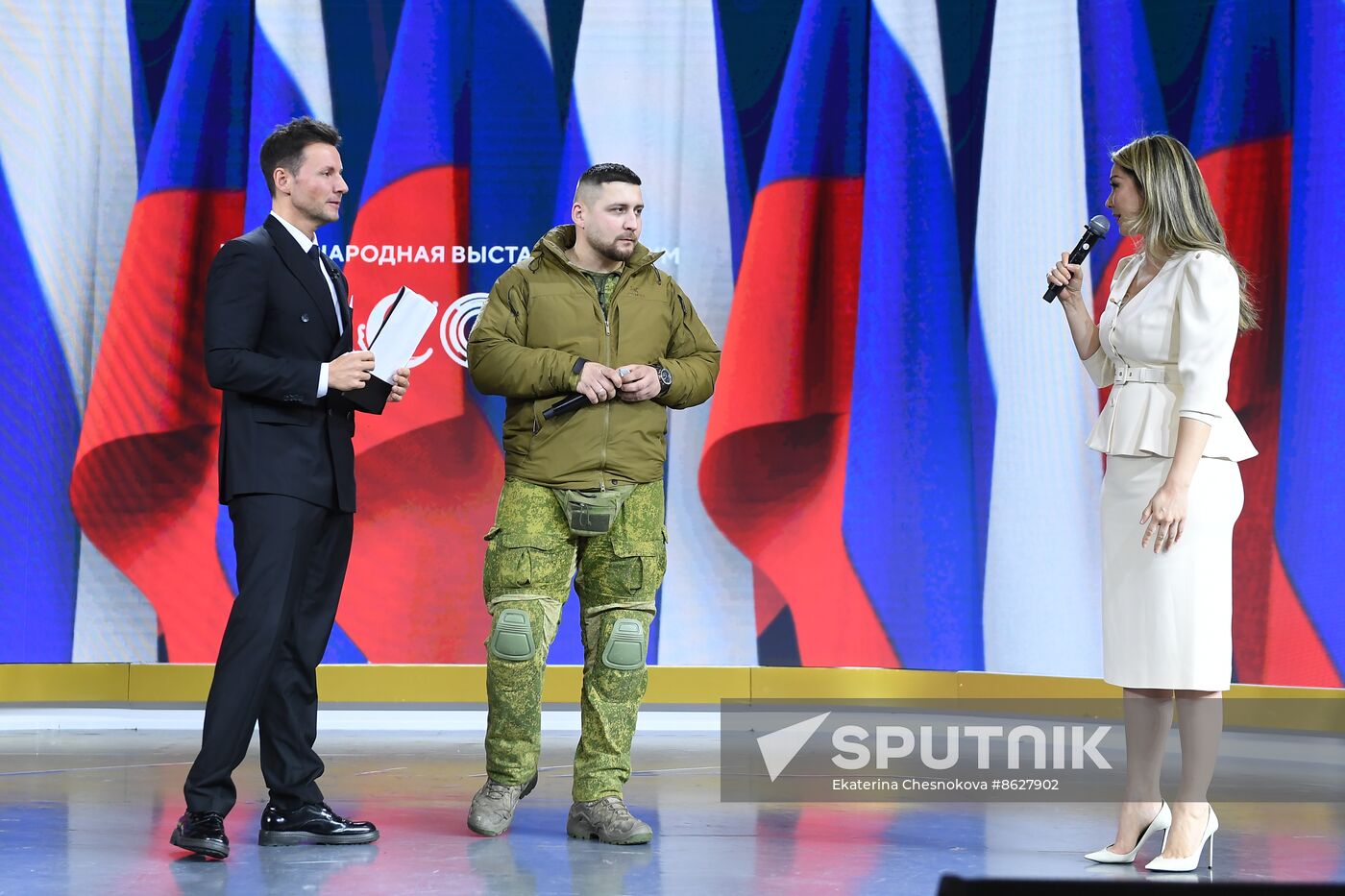 RUSSIA EXPO. Special military operation participants' marriage ceremony on anniversary of its launch