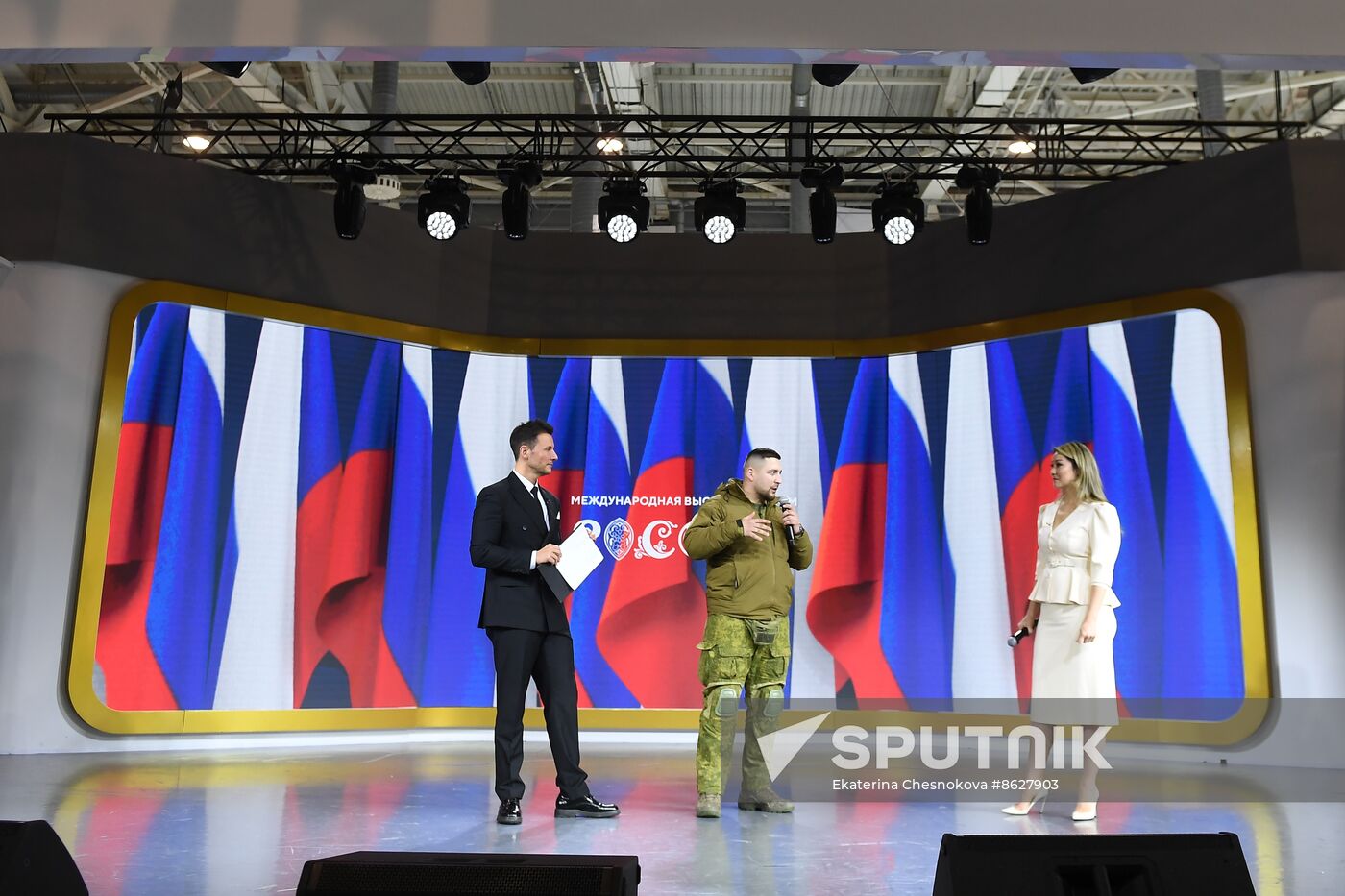 RUSSIA EXPO. Special military operation participants' marriage ceremony on anniversary of its launch