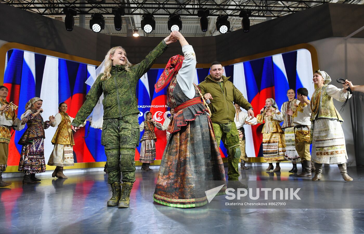 RUSSIA EXPO. Special military operation participants' marriage ceremony on anniversary of its launch