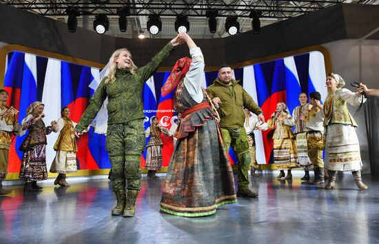 RUSSIA EXPO. Special military operation participants' marriage ceremony on anniversary of its launch