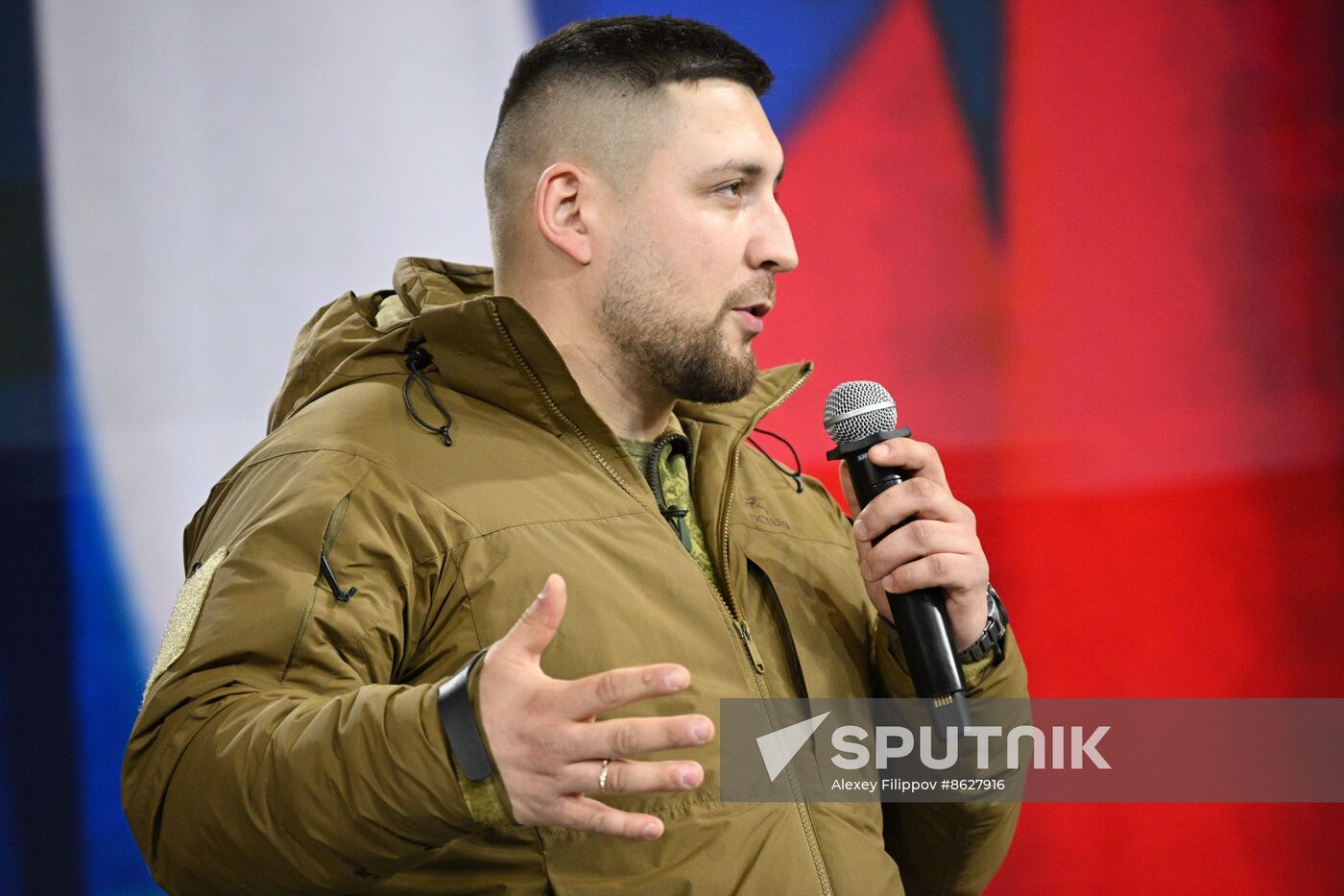 RUSSIA EXPO. Special military operation participants' marriage ceremony on anniversary of its launch