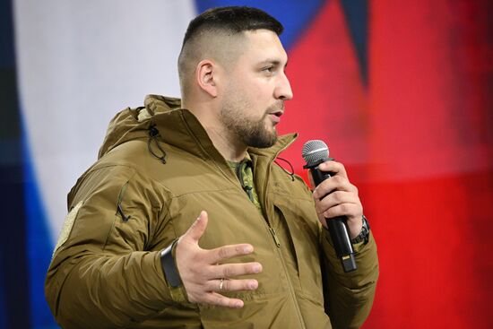 RUSSIA EXPO. Special military operation participants' marriage ceremony on anniversary of its launch