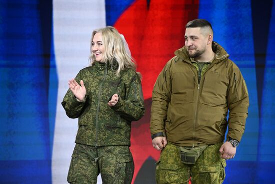 RUSSIA EXPO. Special military operation participants' marriage ceremony on anniversary of its launch