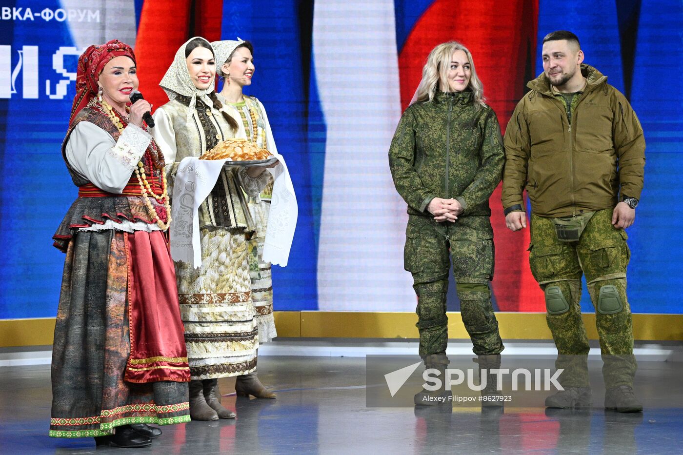 RUSSIA EXPO. Special military operation participants' marriage ceremony on anniversary of its launch
