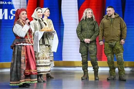 RUSSIA EXPO. Special military operation participants' marriage ceremony on anniversary of its launch