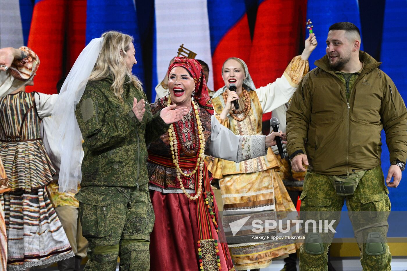 RUSSIA EXPO. Special military operation participants' marriage ceremony on anniversary of its launch