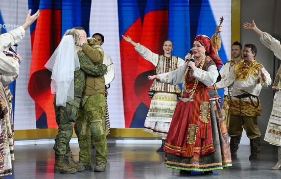 RUSSIA EXPO. Special military operation participants' marriage ceremony on anniversary of its launch