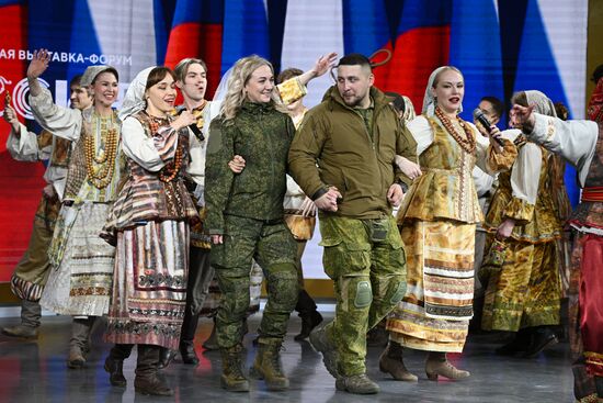 RUSSIA EXPO. Special military operation participants' marriage ceremony on anniversary of its launch