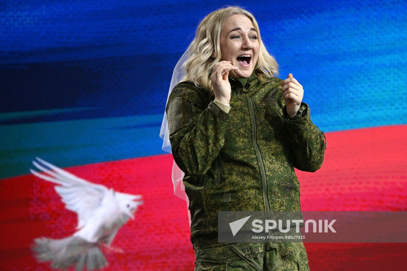 RUSSIA EXPO. Special military operation participants' marriage ceremony on anniversary of its launch