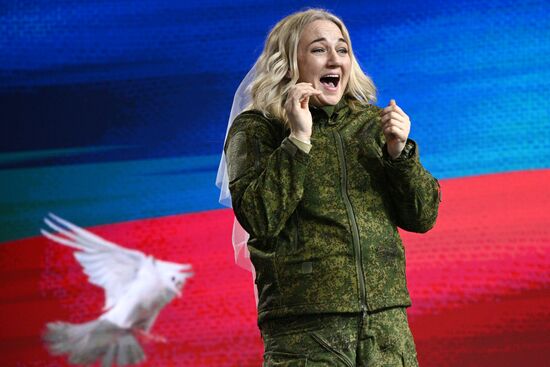 RUSSIA EXPO. Special military operation participants' marriage ceremony on anniversary of its launch