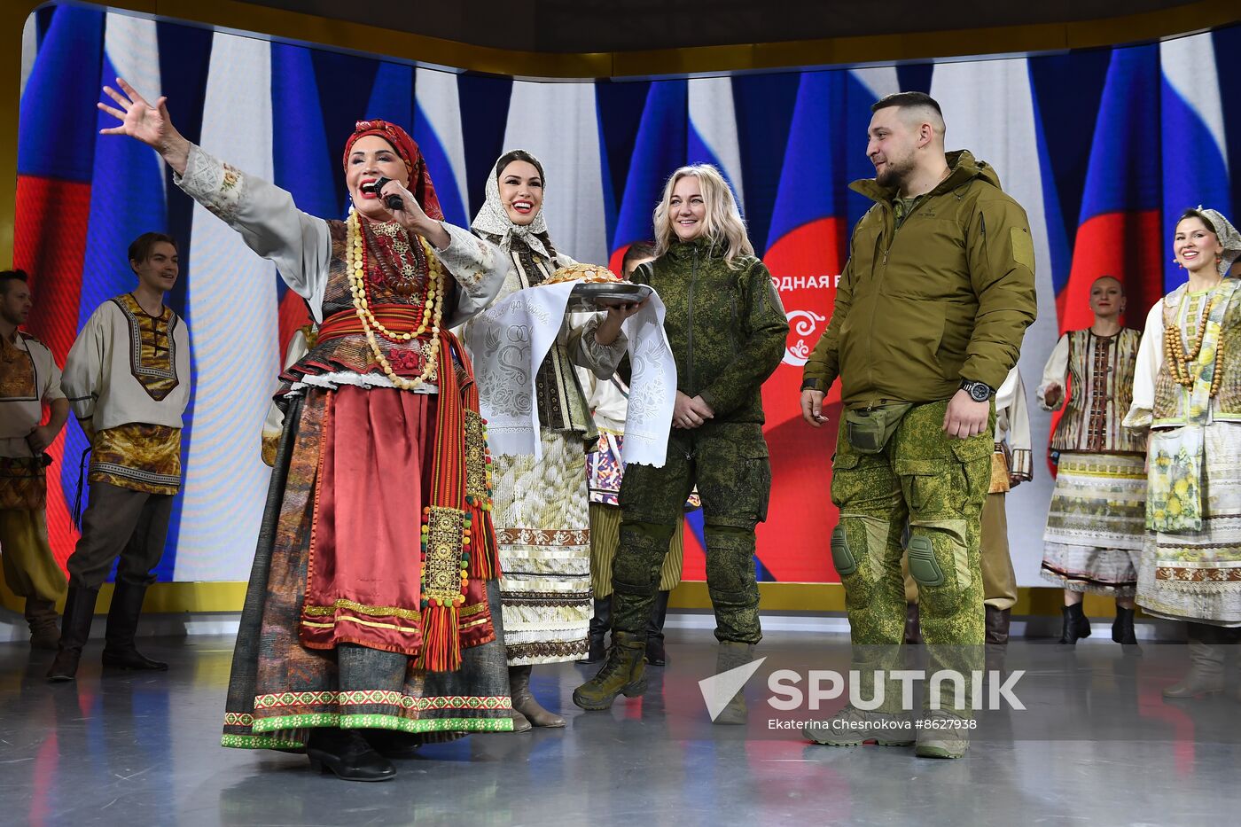RUSSIA EXPO. Special military operation participants' marriage ceremony on anniversary of its launch