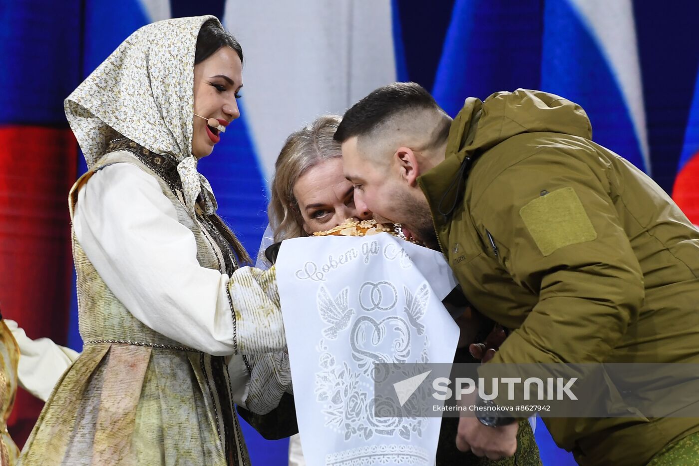 RUSSIA EXPO. Special military operation participants' marriage ceremony on anniversary of its launch