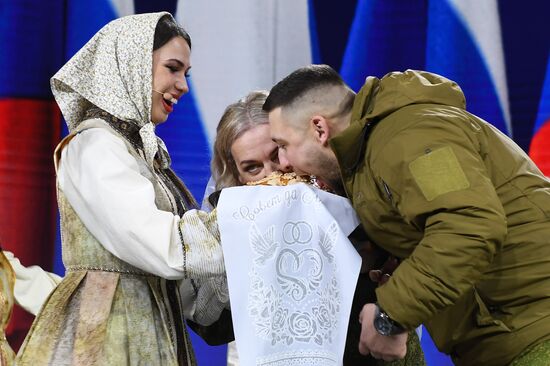 RUSSIA EXPO. Special military operation participants' marriage ceremony on anniversary of its launch