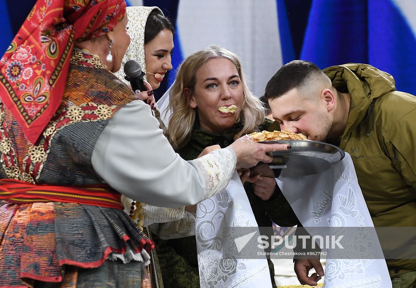RUSSIA EXPO. Special military operation participants' marriage ceremony on anniversary of its launch