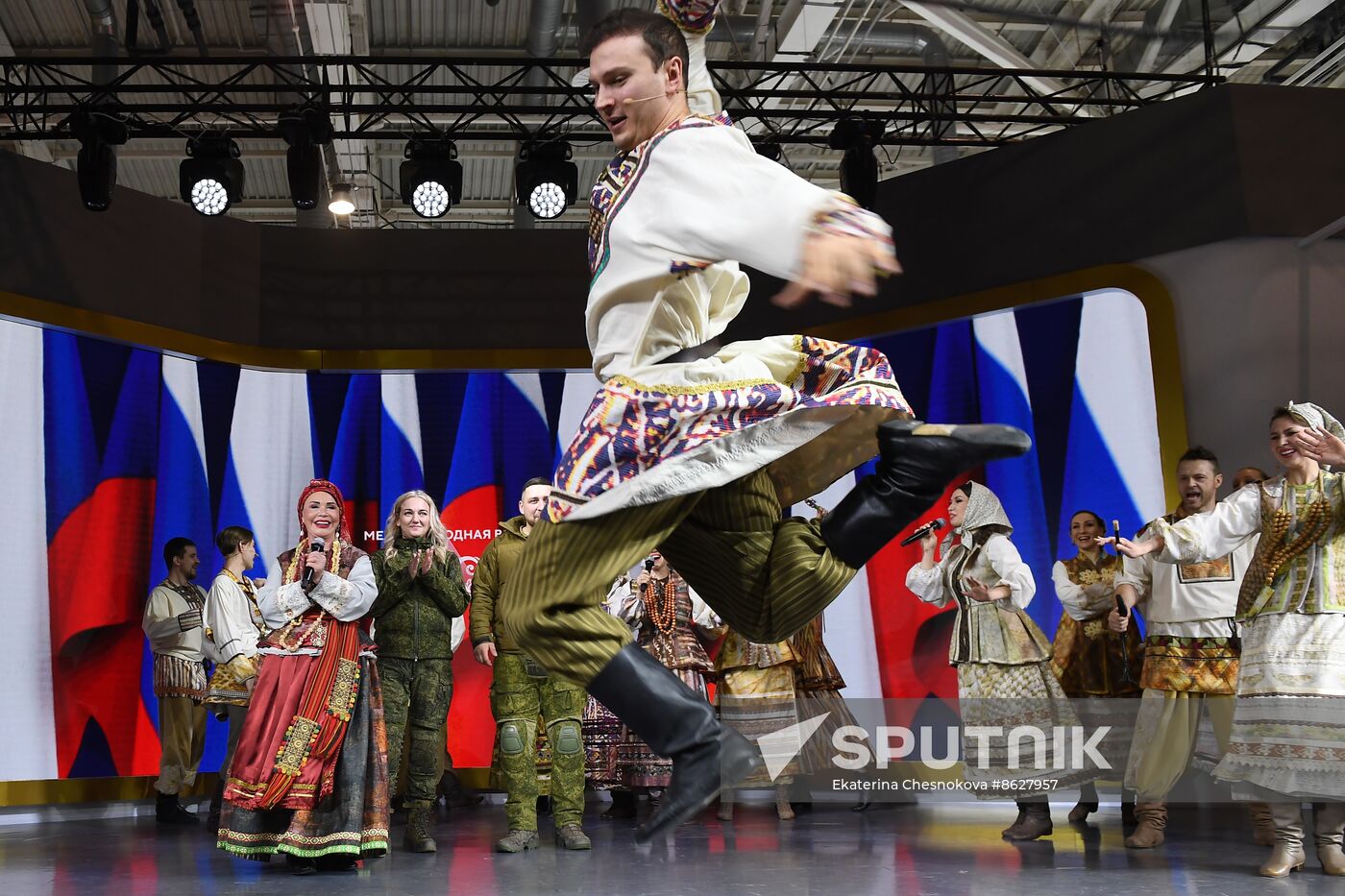 RUSSIA EXPO. Special military operation participants' marriage ceremony on anniversary of its launch