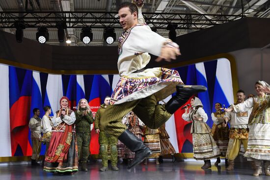 RUSSIA EXPO. Special military operation participants' marriage ceremony on anniversary of its launch
