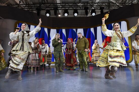 RUSSIA EXPO. Special military operation participants' marriage ceremony on anniversary of its launch