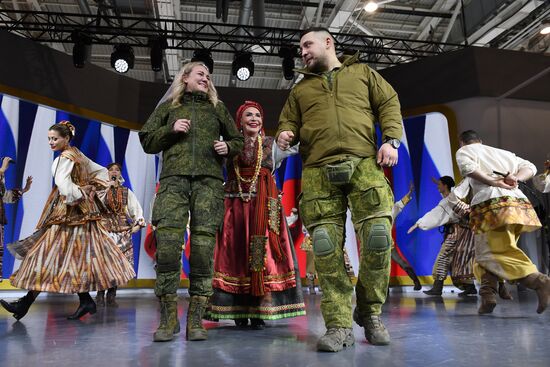 RUSSIA EXPO. Special military operation participants' marriage ceremony on anniversary of its launch