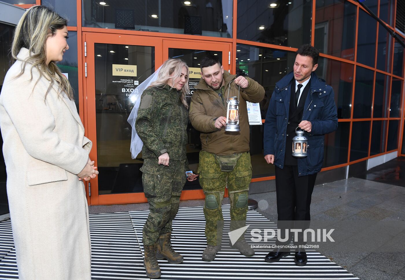 RUSSIA EXPO. Special military operation participants' marriage ceremony on anniversary of its launch