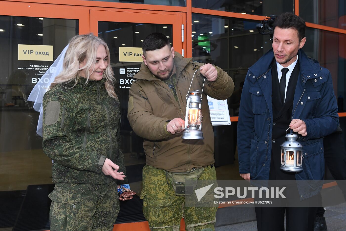 RUSSIA EXPO. Special military operation participants' marriage ceremony on anniversary of its launch