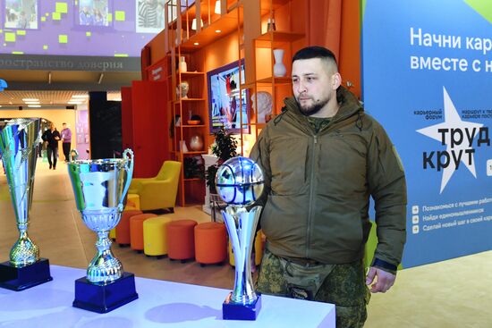 RUSSIA EXPO. Special military operation participants' marriage ceremony on anniversary of its launch