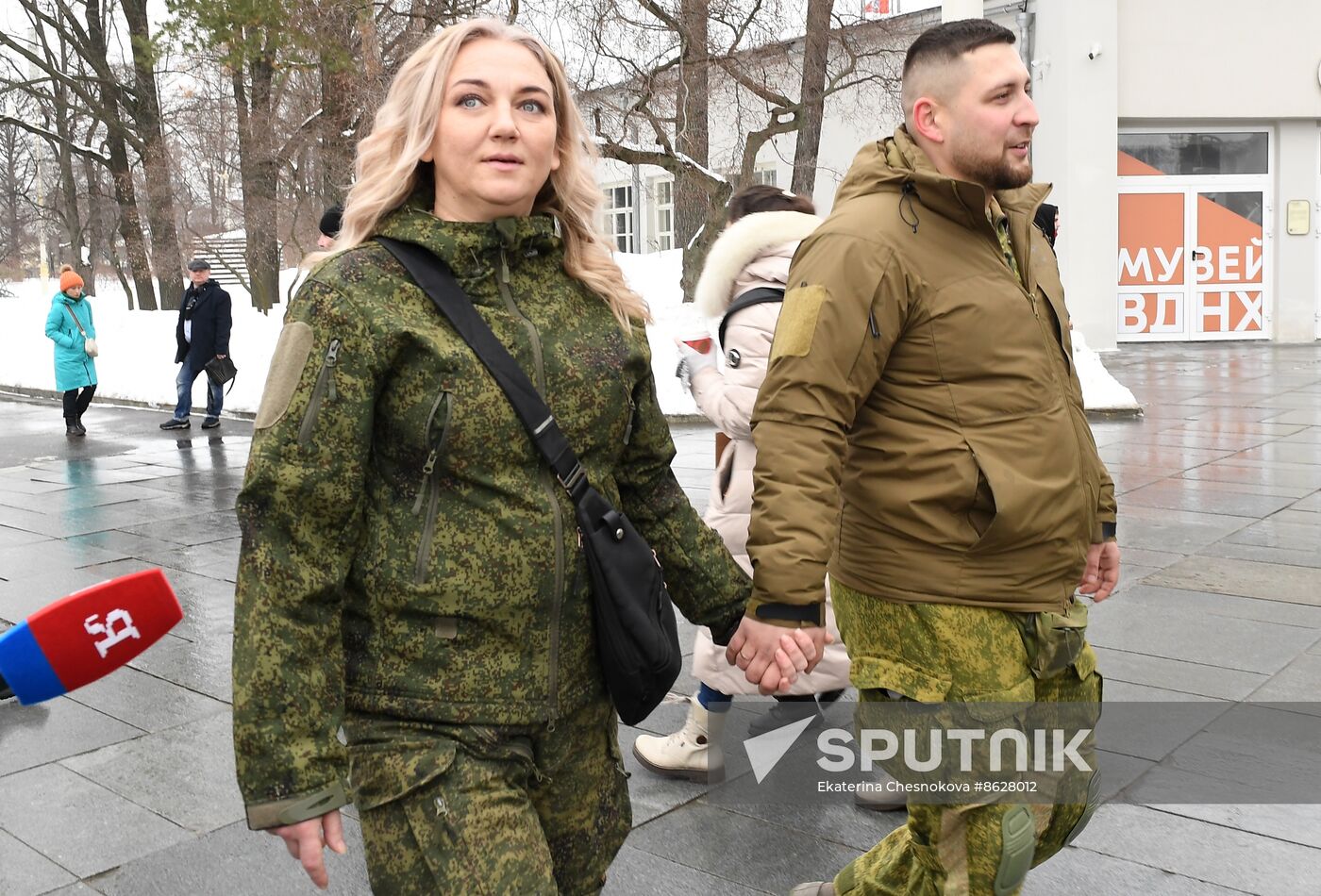 RUSSIA EXPO. Special military operation participants' marriage ceremony on anniversary of its launch