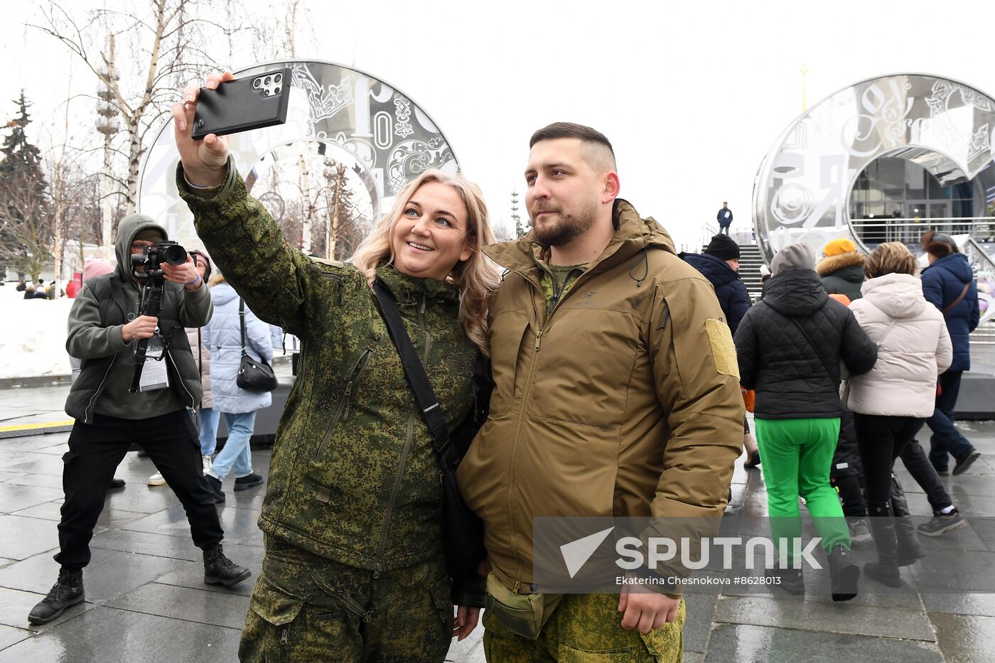 RUSSIA EXPO. Special military operation participants' marriage ceremony on anniversary of its launch
