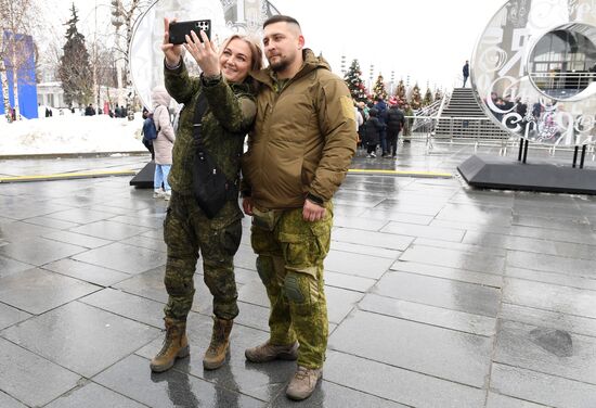 RUSSIA EXPO. Special military operation participants' marriage ceremony on anniversary of its launch