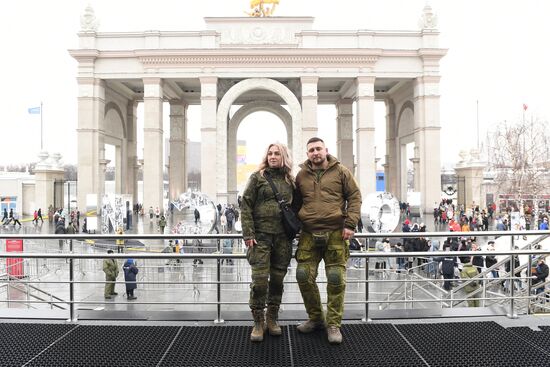 RUSSIA EXPO. Special military operation participants' marriage ceremony on anniversary of its launch
