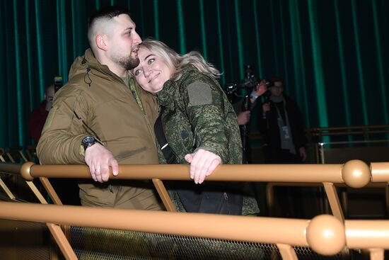 RUSSIA EXPO. Special military operation participants' marriage ceremony on anniversary of its launch