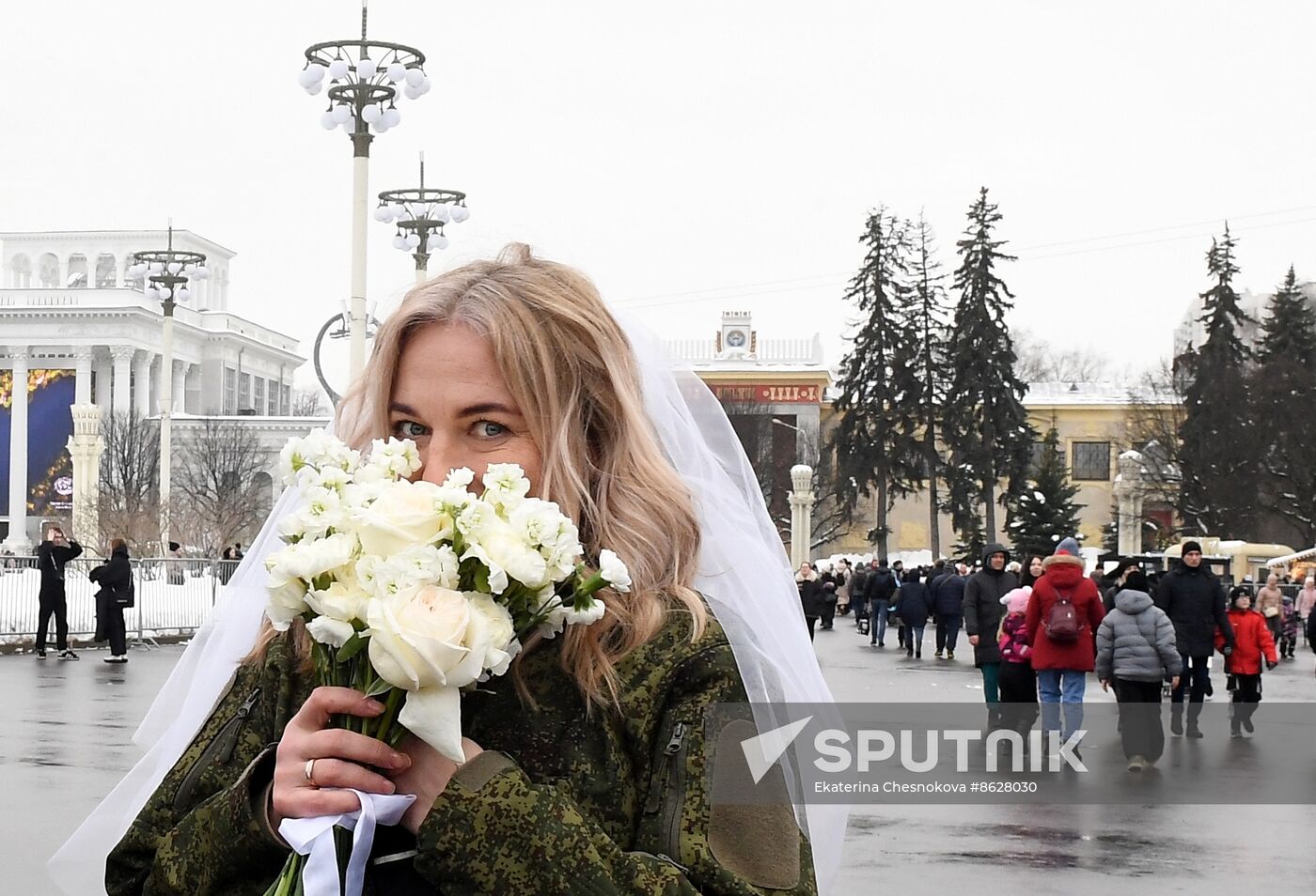 RUSSIA EXPO. Special military operation participants' marriage ceremony on anniversary of its launch
