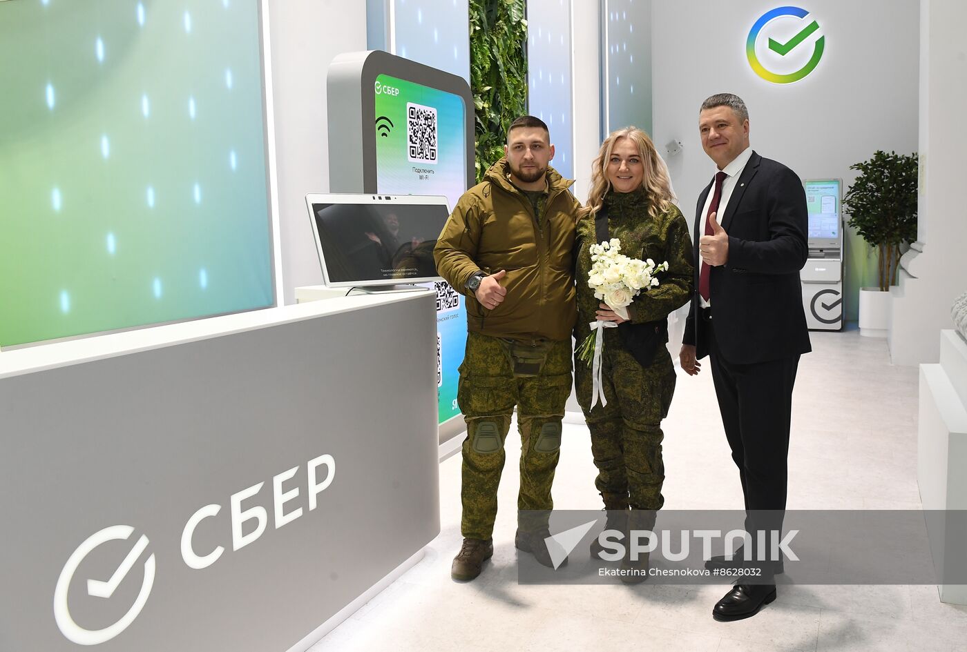 RUSSIA EXPO. Special military operation participants' marriage ceremony on anniversary of its launch