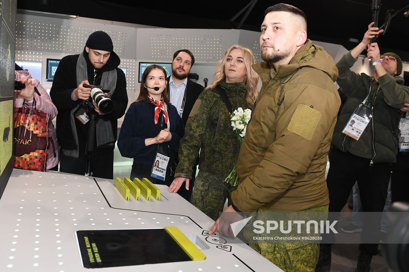 RUSSIA EXPO. Special military operation participants' marriage ceremony on anniversary of its launch