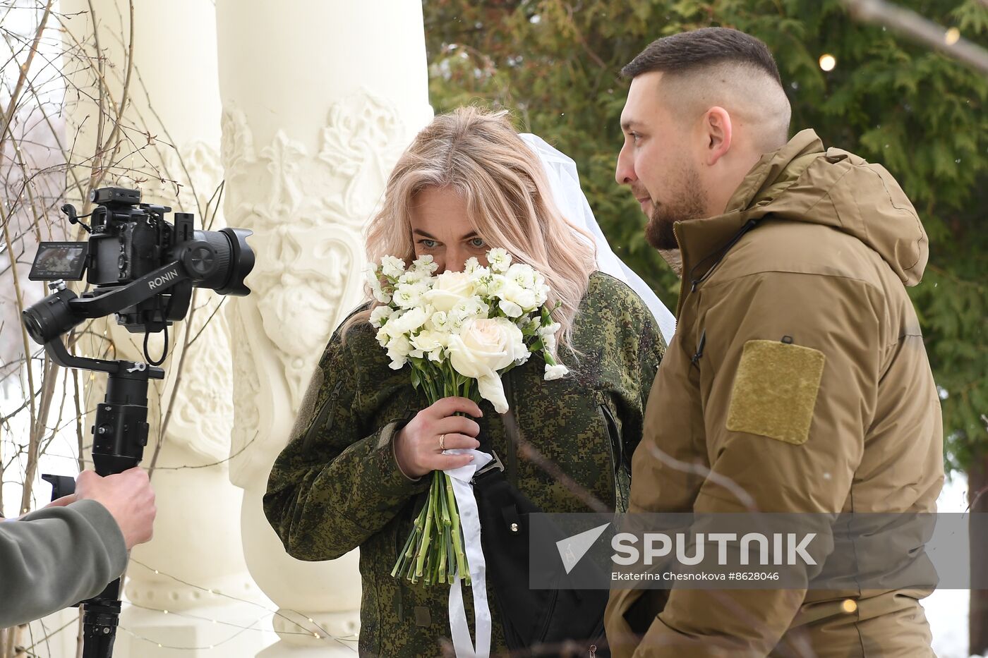 RUSSIA EXPO. Special military operation participants' marriage ceremony on anniversary of its launch