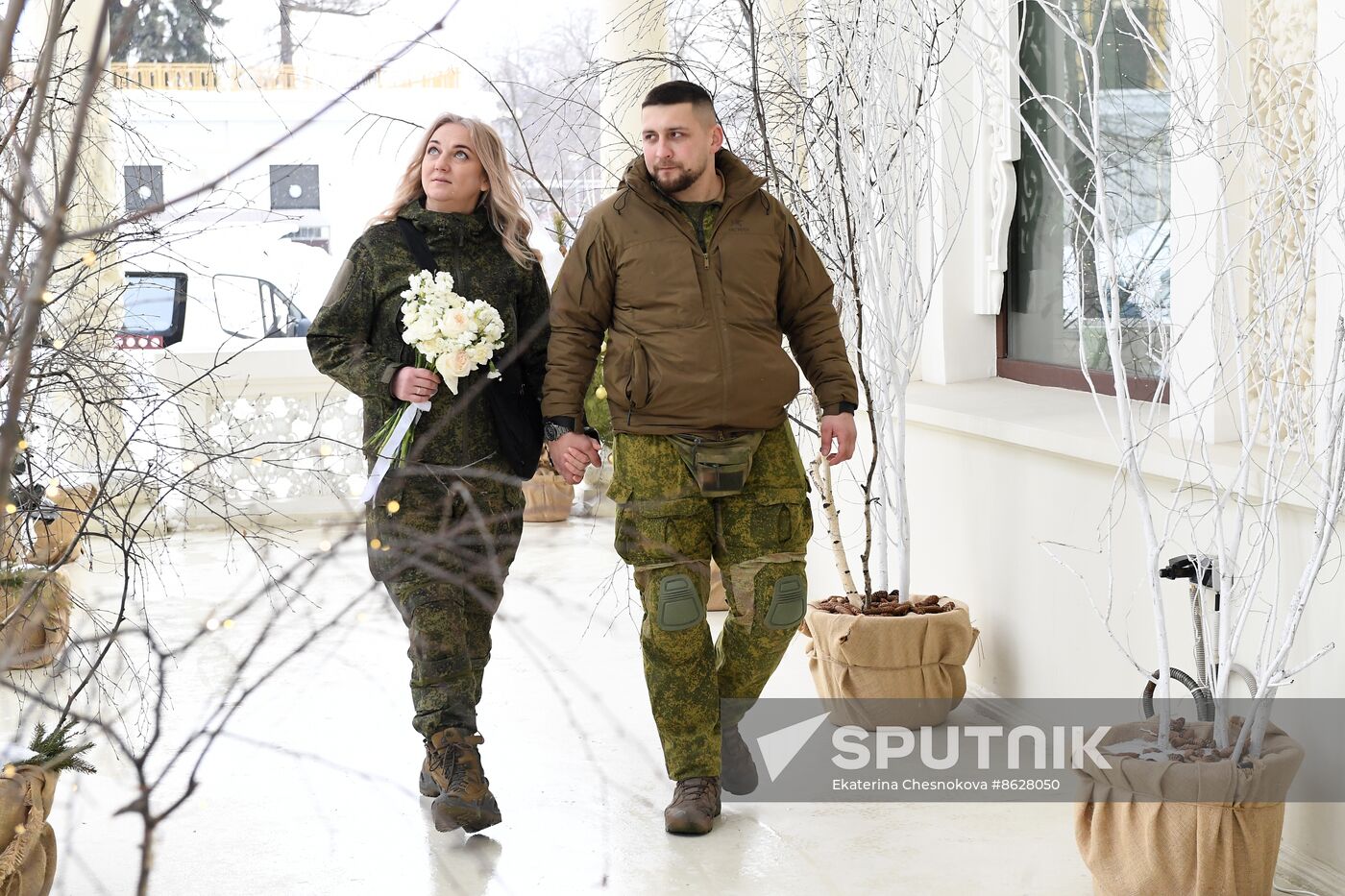 RUSSIA EXPO. Special military operation participants' marriage ceremony on anniversary of its launch