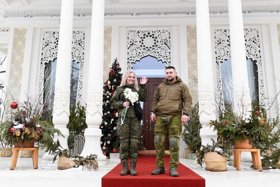RUSSIA EXPO. Special military operation participants' marriage ceremony on anniversary of its launch
