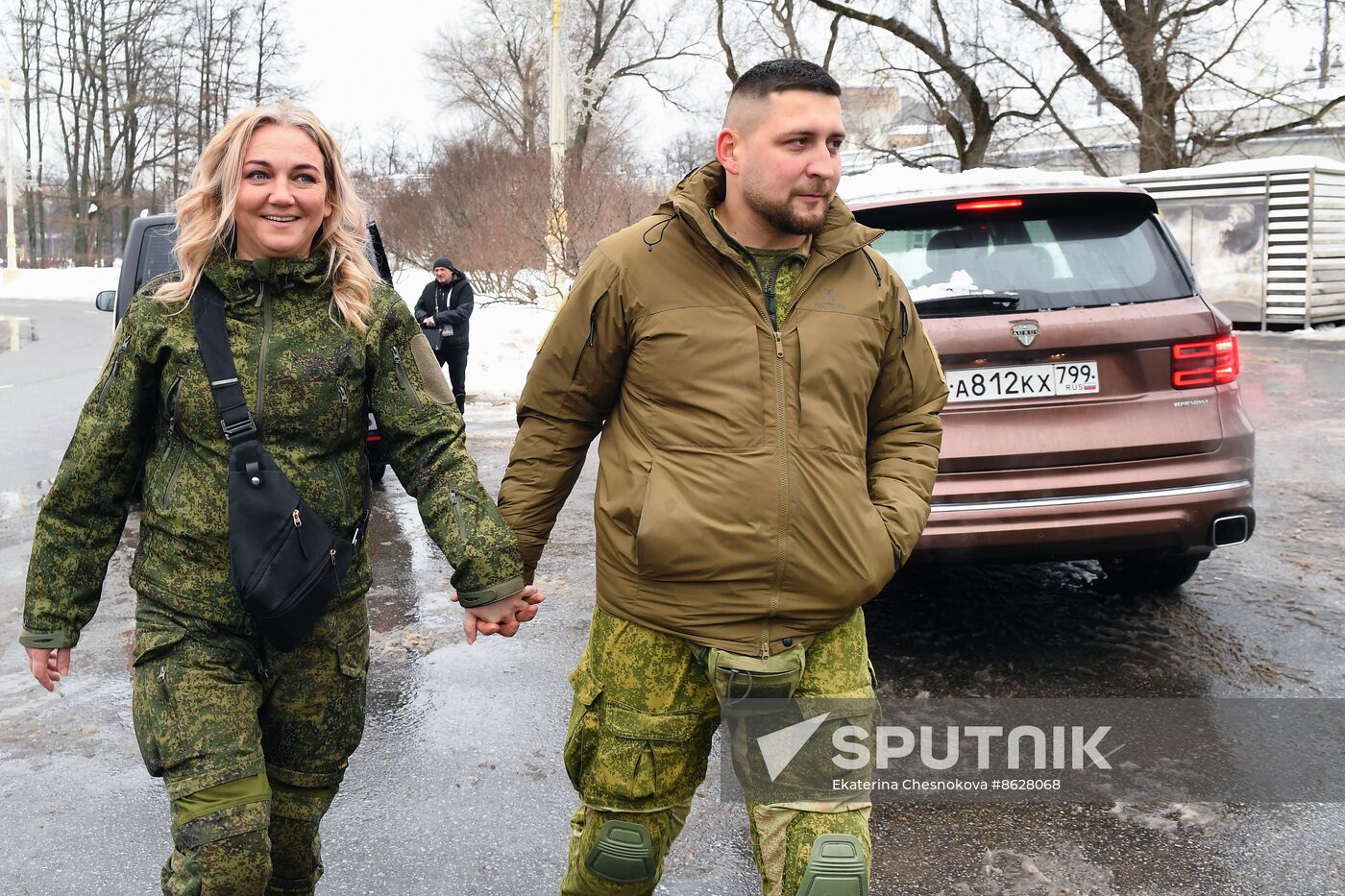 RUSSIA EXPO. Special military operation participants' marriage ceremony on anniversary of its launch
