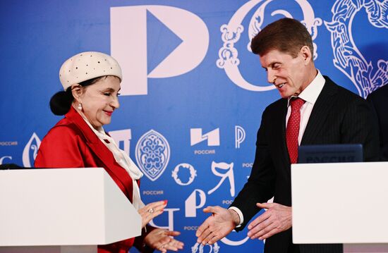 RUSSIA EXPO. Ceremony to sign cooperation agreement between Primorye Territory, Russian Rhythmic Gymnastics Federation and Russian Artistic Gymnastics Federation