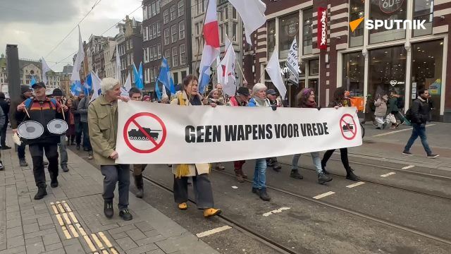 A rally for peace and against arms supplies to Ukraine in Amsterdam
