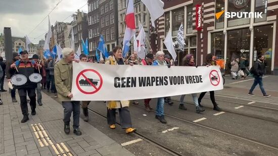 A rally for peace and against arms supplies to Ukraine in Amsterdam