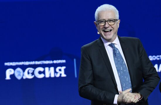 The International RUSSIA EXPO Exhibition and Forum. Plenary session, Entrepreneurship in Russia: Sector's Achievements. Emmanuel Quidet, Honorary President of the Russian-French Chamber of Commerce and Industry. Location: Russia, Moscow. Author: Maksim Blinov/Sputnik. RUSSIA EXPO. Plenary session, Entrepreneurship in Russia: Sector's Achievements