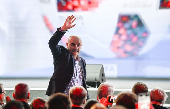 The International RUSSIA EXPO Forum and Exhibition. Presentation of the Russian national football team's new uniform. Stanislav Cherchesov, former head coach of the Russian national football team. Location: Russia, Moscow. Author: Alexey Maishev/Sputnik. RUSSIA EXPO. Presentation of the Russian national football team's new uniform