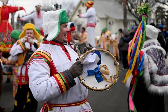 Russia EXPO. Street procession marking beginning of Maslenitsa (Pre-Lent Week)