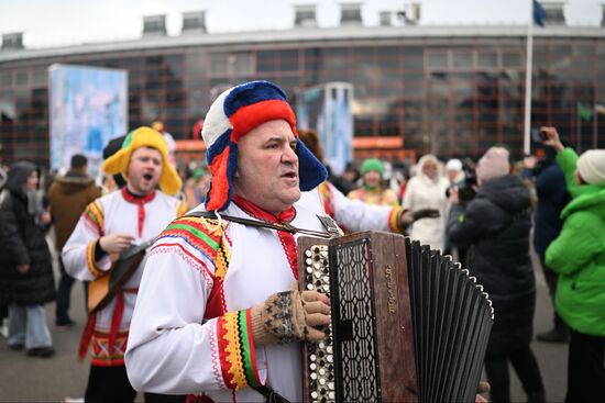 Russia EXPO. Street procession marking beginning of Maslenitsa (Pre-Lent Week)