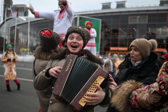 Russia EXPO. Street procession marking beginning of Maslenitsa (Pre-Lent Week)