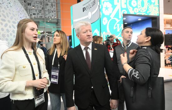 The International RUSSIA EXPO Forum and Exhibition. Belarusian Minister of Culture Anatoly Markevich. Location: Russia, Moscow. Author: Ilya Pitalev/Sputnik. RUSSIA EXPO. Belarusian Minister of Culture Anatoly Markevich visits exhibition