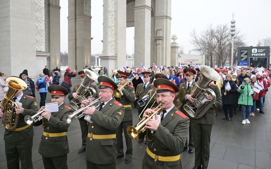 The International RUSSIA EXPO Forum and Exhibition. Festive march, Crimea - Sevastopol - Russia FOREVER. Location: Russia, Moscow. Author: Vladimir Astapkovich/Sputnik. RUSSIA EXPO. Festive march, Crimea - Sevastopol - Russia FOREVER